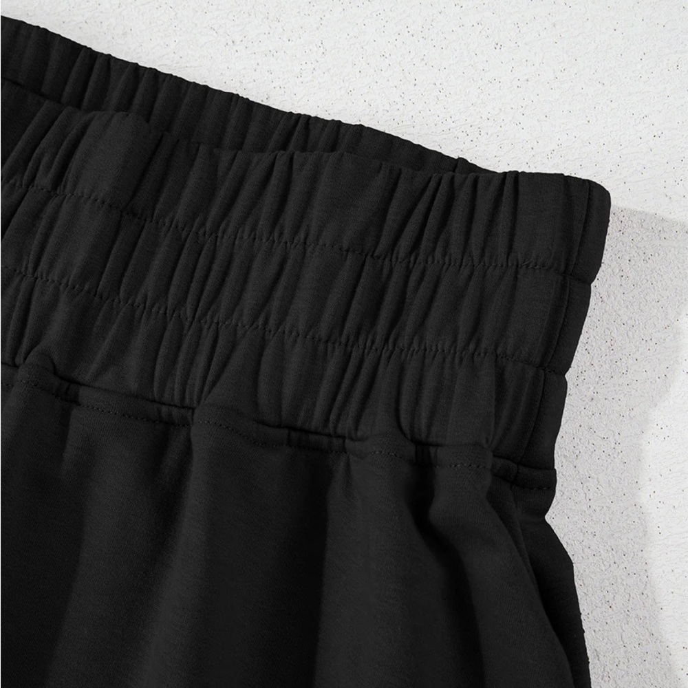 Black Two-Piece Short Sleeve Cropped Top and High Waisted Skort Matching Set - Picture 5 of 6